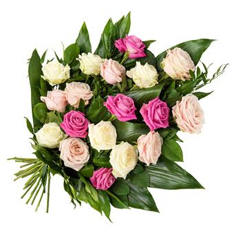 Rouwboeket roze en witte roos